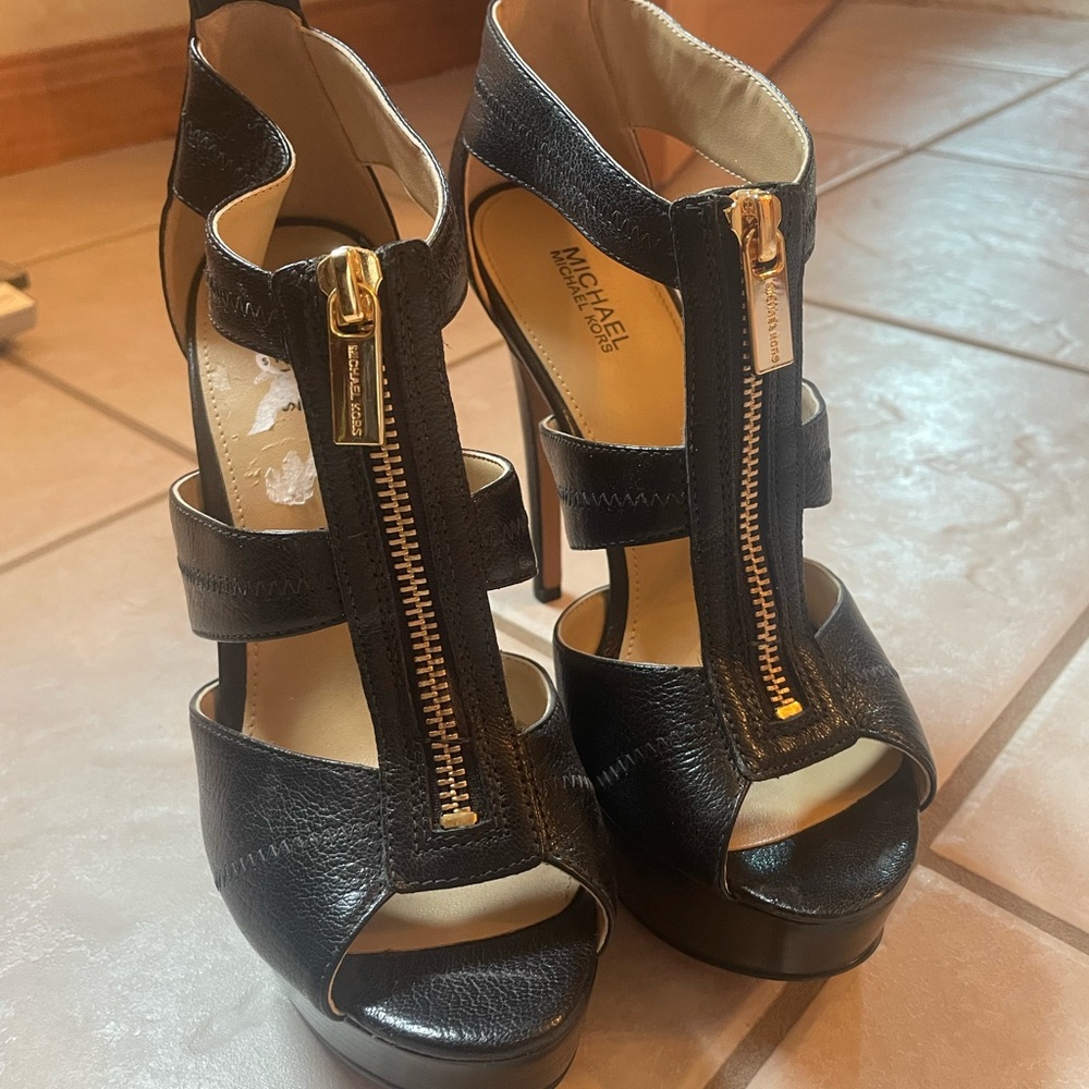 Michael Kors Black Leather Platform Heels